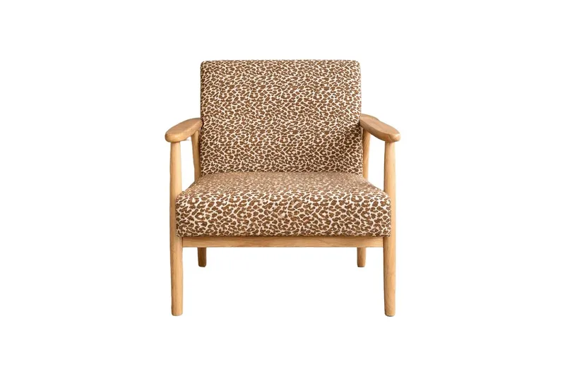 Runbert Retro Lenestol i Chenille med Armlene og Trestativ - Brun - Møbler - Stoler - Lenestoler