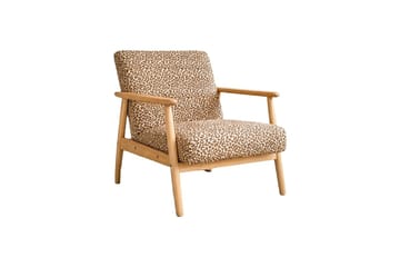 Runbert Retro Lenestol i Chenille med Armlene og Trestativ - Brun - Møbler - Stoler - Lenestoler