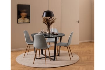 Salaman Spisestol i Stoff med Metallben - Grå - Møbler - Stoler - Spisestuestoler & kjøkkenstoler