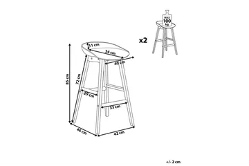 Sett med 2 barkrakker Micco - Møbler - Stoler - Barstol