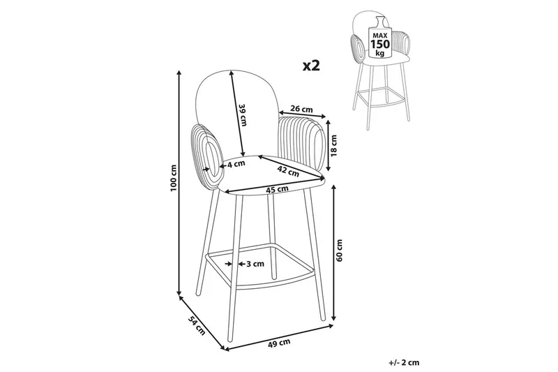 Sett med 2 barstoler Amity - Grønn, svart - Møbler - Stoler - Barstol