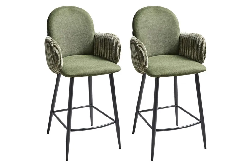 Sett med 2 barstoler Amity, Grønn, svart