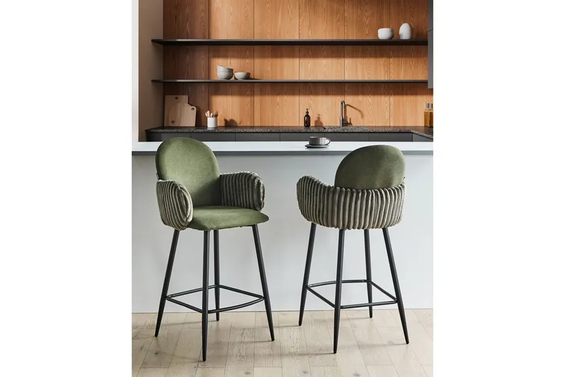 Sett med 2 barstoler Amity - Grønn, svart - Møbler - Stoler - Barstol