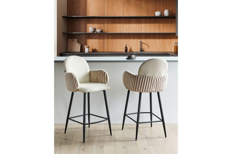 Sett med 2 barstoler Amity - Lys beige, svart - Møbler - Stoler - Barstol