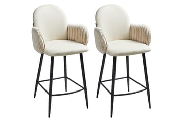 Sett med 2 barstoler Amity - Lys beige, svart - Møbler - Stoler - Barstol