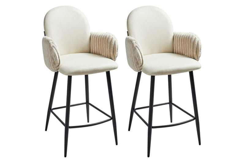 Sett med 2 barstoler Amity, Lys beige, svart
