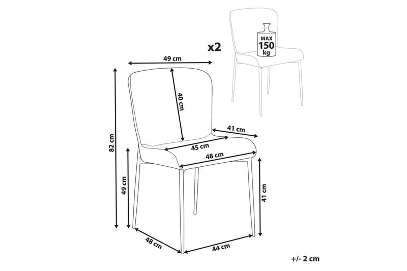 Sett med 2 spisestoler Ada - Beige, grå, svart - Møbler - Stoler - Spisestuestoler & kjøkkenstoler