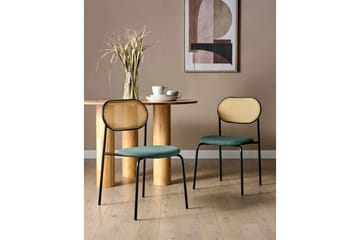 Sett med 2 spisestoler Adaver - Svart, lyst tre, grønt - Møbler - Stoler - Spisestuestoler & kjøkkenstoler