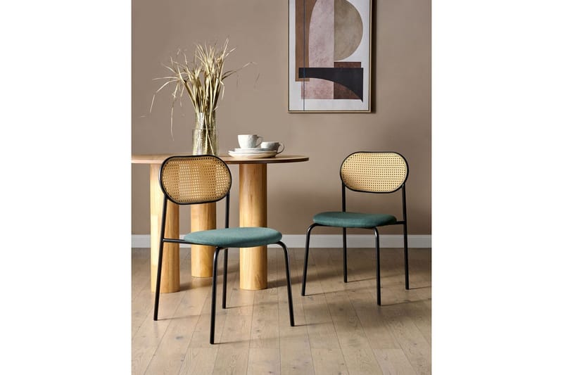 Sett med 2 spisestoler Adaver - Svart, lyst tre, grønt - Møbler - Stoler - Spisestuestoler & kjøkkenstoler