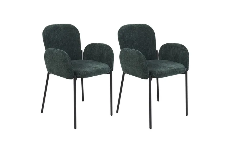 Sett med 2 spisestoler Albee, Grønn, svart