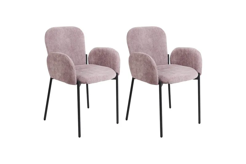 Sett med 2 spisestoler Albee, Rosa, Svart