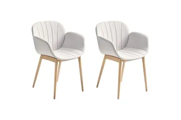 Sett med 2 spisestoler Alice - Grå, lyst tre - Møbler - Stoler - Spisestuestoler & kjøkkenstoler