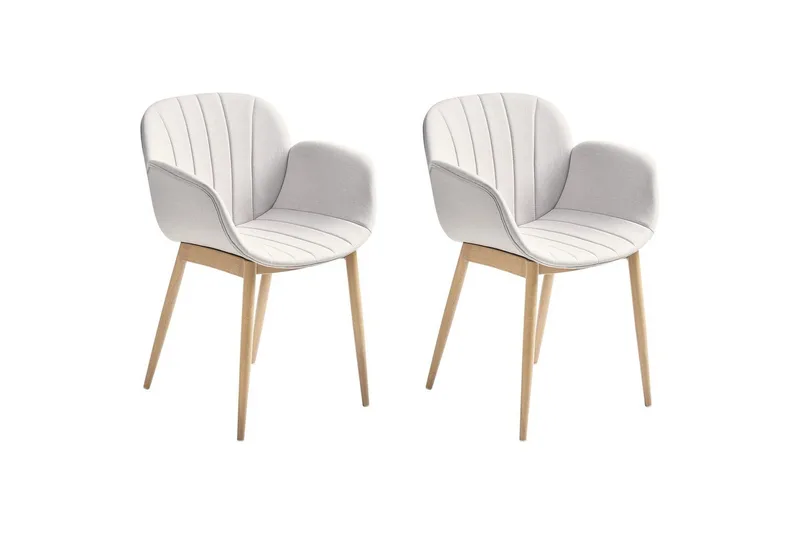 Sett med 2 spisestoler Alice, Grå, lyst tre