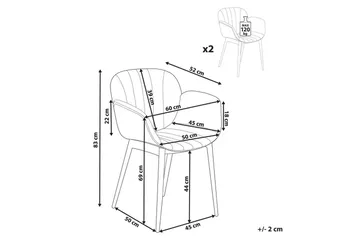 Sett med 2 spisestoler Alice - Grå, lyst tre - Møbler - Stoler - Spisestuestoler & kjøkkenstoler