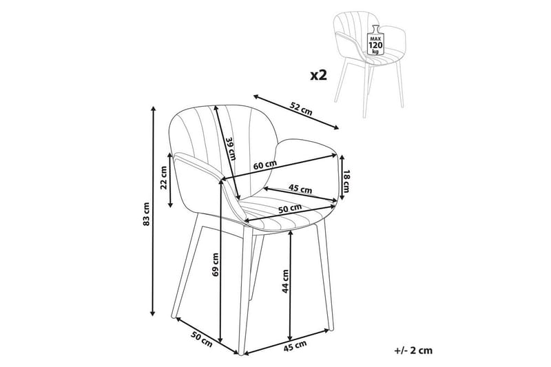 Sett med 2 spisestoler Alice - Grønt, lyst tre - Møbler - Stoler - Spisestuestoler & kjøkkenstoler