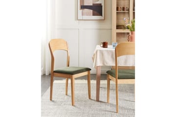 Sett med 2 spisestoler Alvin - Lyst tre, grønn - Møbler - Stoler - Spisestuestoler & kjøkkenstoler