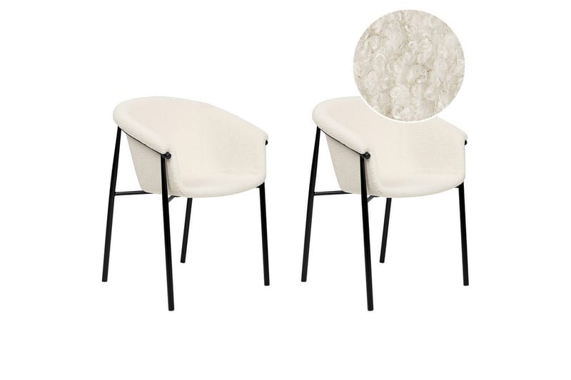 Sett med 2 spisestoler Ames, Hvit, Svart