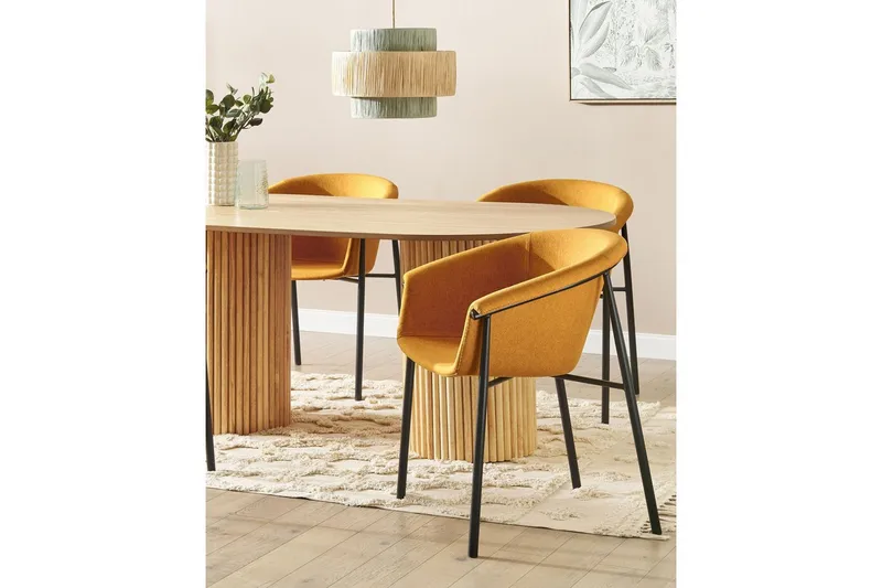 Sett med 2 spisestoler Ames - Oransje, svart - Møbler - Stoler - Spisestuestoler & kjøkkenstoler