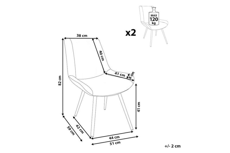 Sett med 2 spisestoler Avilla - Hvit, Svart - Møbler - Stoler - Spisestuestoler & kjøkkenstoler