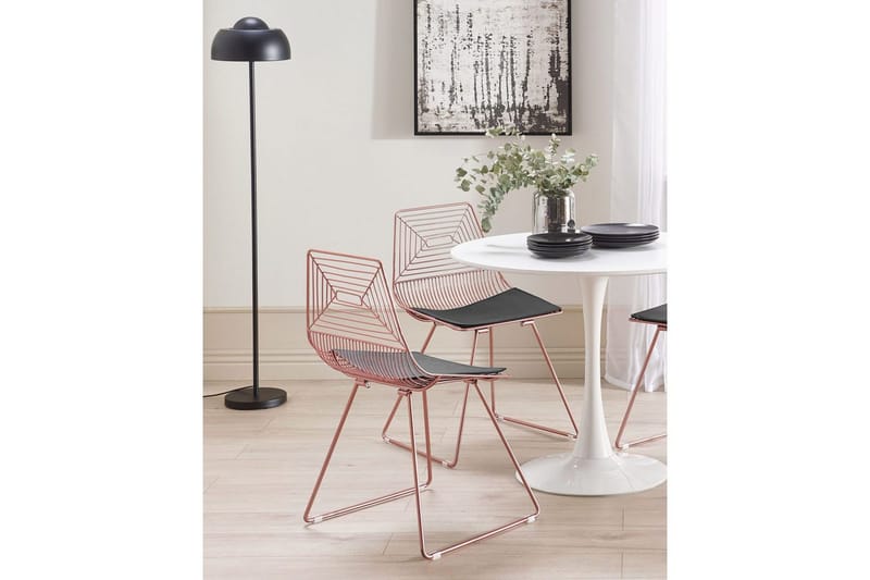 Sett med 2 spisestoler Beatty - Rosa gull, svart - Møbler - Stoler - Spisestuestoler & kjøkkenstoler