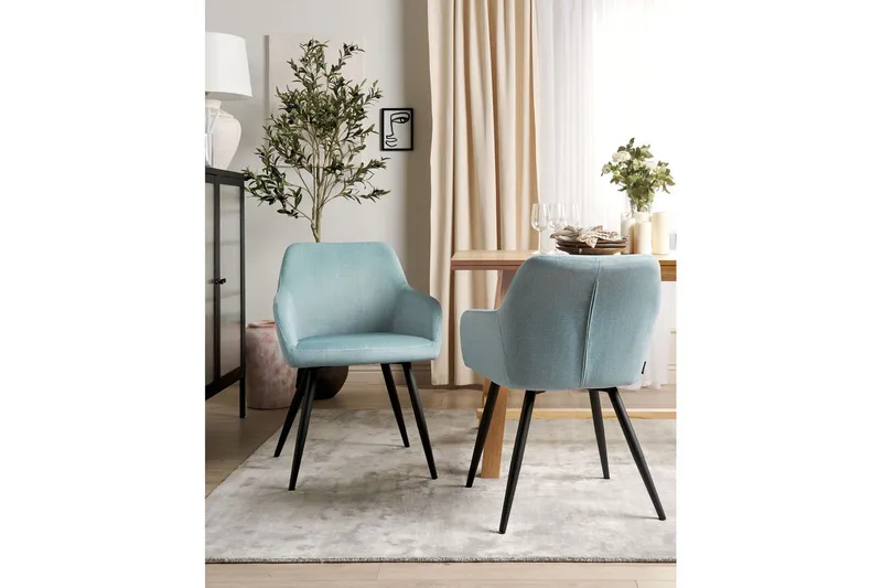 Sett med 2 spisestoler Casmalia - Blå, Svart - Møbler - Stoler - Spisestuestoler & kjøkkenstoler