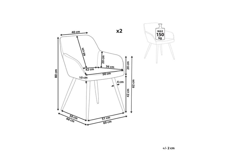 Sett med 2 spisestoler Casmalia - Grå, svart - Møbler - Stoler - Spisestuestoler & kjøkkenstoler