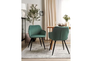 Sett med 2 spisestoler Casmalia - Grønn, svart - Møbler - Stoler - Spisestuestoler & kjøkkenstoler