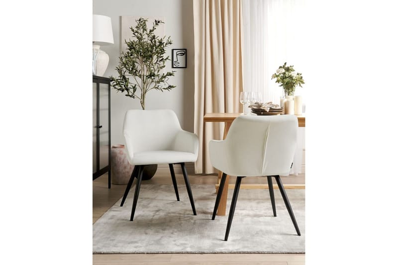 Sett med 2 spisestoler Casmalia - Hvit, Svart - Møbler - Stoler - Spisestuestoler & kjøkkenstoler
