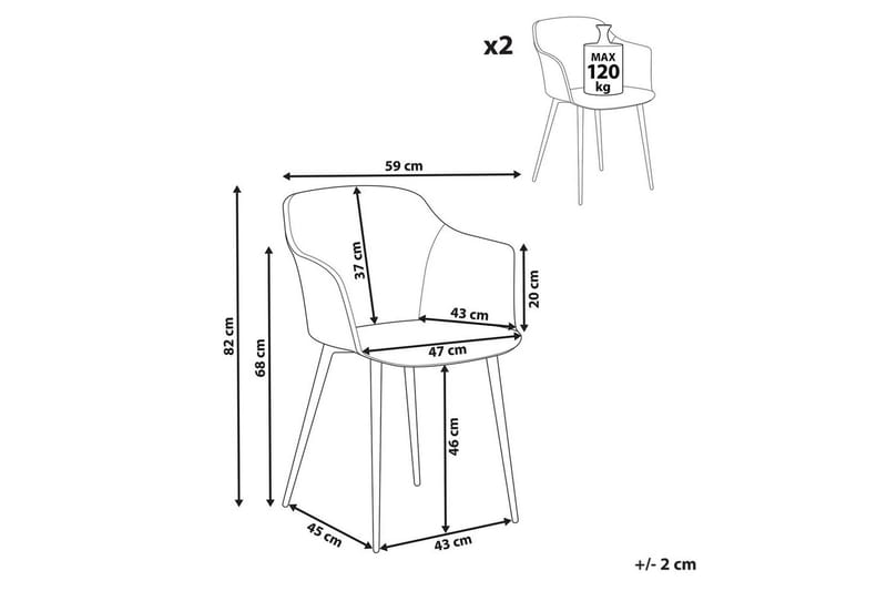 Sett med 2 spisestoler Elim - Grå, svart - Møbler - Stoler - Spisestuestoler & kjøkkenstoler