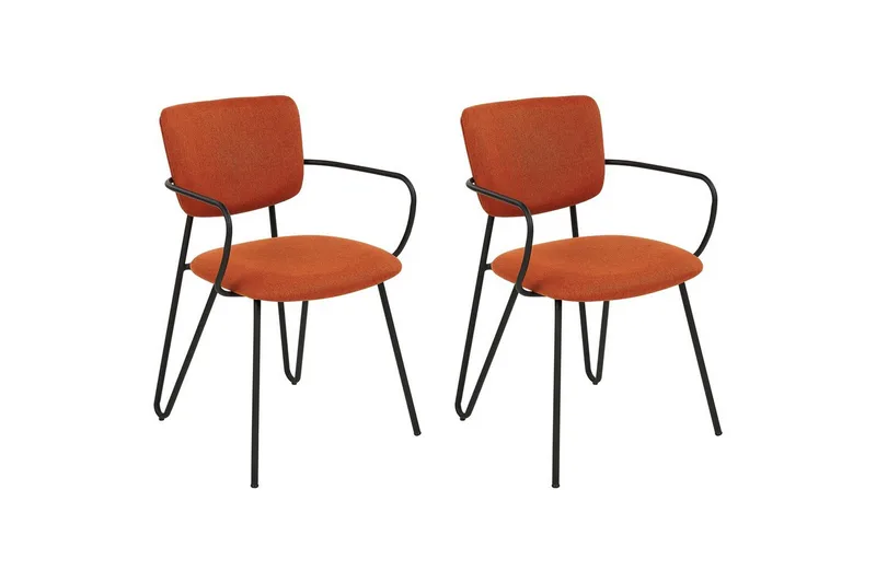 Sett med 2 spisestoler Elko, Oransje, svart