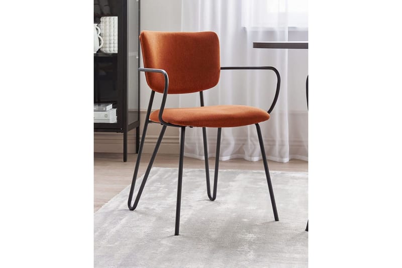 Sett med 2 spisestoler Elko - Oransje, svart - Møbler - Stoler - Spisestuestoler & kjøkkenstoler