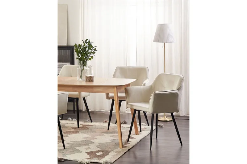 Sett med 2 spisestoler Jasmin - Beige, svart - Møbler - Stoler - Spisestuestoler & kjøkkenstoler