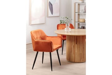 Sett med 2 spisestoler Jasmin - Oransje, svart - Møbler - Stoler - Spisestuestoler & kjøkkenstoler