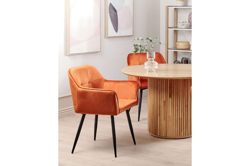 Sett med 2 spisestoler Jasmin - Oransje, svart - Møbler - Stoler - Spisestuestoler & kjøkkenstoler