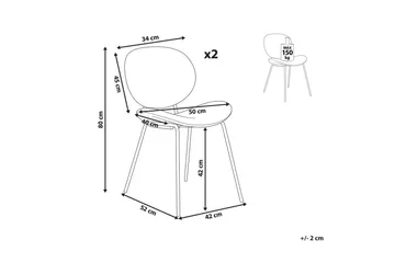 Sett med 2 spisestoler Luana - Beige, svart/Fløyel - Møbler - Stoler - Spisestuestoler & kjøkkenstoler