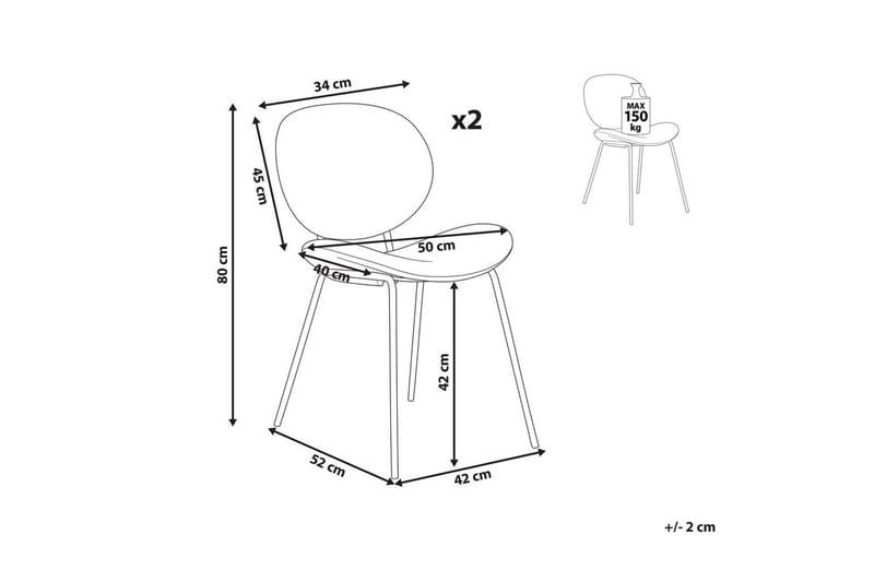 Sett med 2 spisestoler Luana - Beige, svart/Fløyel - Møbler - Stoler - Spisestuestoler & kjøkkenstoler