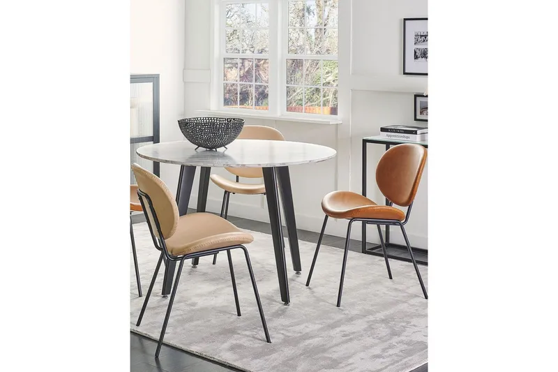 Sett med 2 spisestoler Luana - Beige, svart/Kunstlær - Møbler - Stoler - Spisestuestoler & kjøkkenstoler