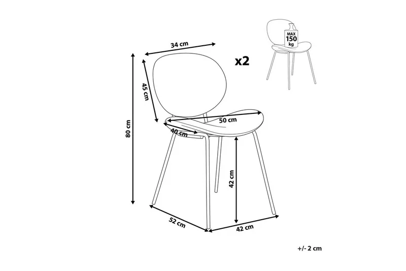 Sett med 2 spisestoler Luana - Grå, svart/Fløyel - Møbler - Stoler - Spisestuestoler & kjøkkenstoler