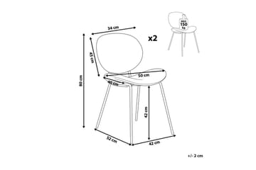 Sett med 2 spisestoler Luana - Grå, svart/Fløyel - Møbler - Stoler - Spisestuestoler & kjøkkenstoler