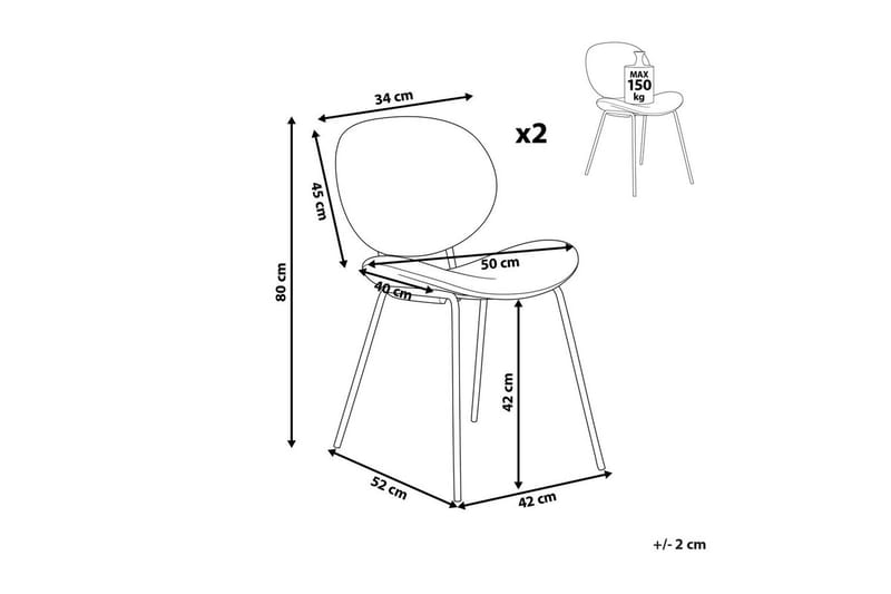 Sett med 2 spisestoler Luana - Grå, svart/Fløyel - Møbler - Stoler - Spisestuestoler & kjøkkenstoler