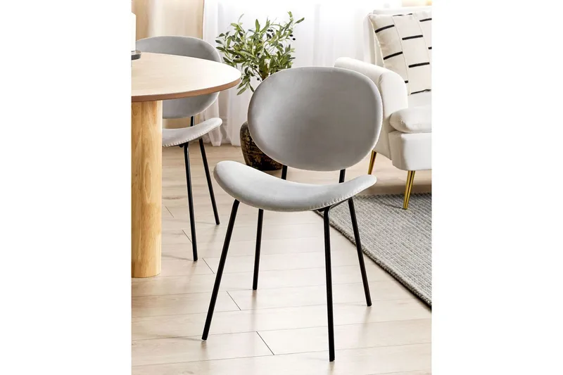 Sett med 2 spisestoler Luana - Grå, svart/Fløyel - Møbler - Stoler - Spisestuestoler & kjøkkenstoler