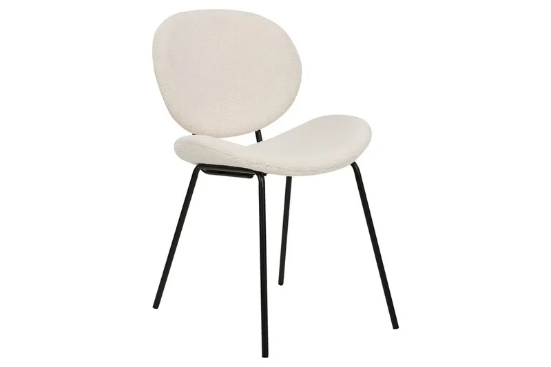 Sett med 2 spisestoler Luana - Hvit, Svart/Bouclé - Møbler - Stoler - Spisestuestoler & kjøkkenstoler