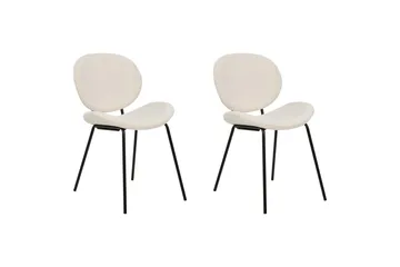 Sett med 2 spisestoler Luana - Hvit, Svart/Bouclé - Møbler - Stoler - Spisestuestoler & kjøkkenstoler