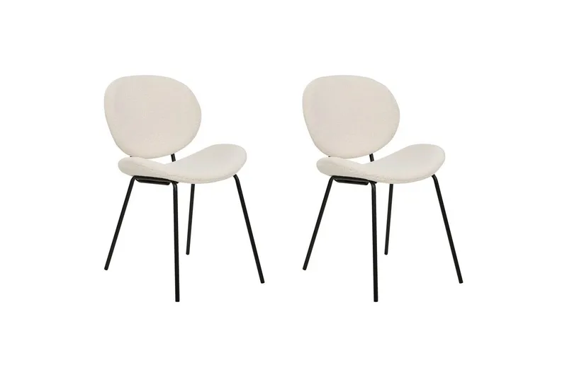Sett med 2 spisestoler Luana - Hvit, Svart/Bouclé - Møbler - Stoler - Spisestuestoler & kjøkkenstoler