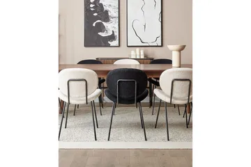 Sett med 2 spisestoler Luana - Hvit, Svart/Bouclé - Møbler - Stoler - Spisestuestoler & kjøkkenstoler