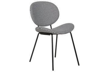 Sett med 2 spisestoler Luana - Svart, Hvit/Polyester - Møbler - Stoler - Spisestuestoler & kjøkkenstoler