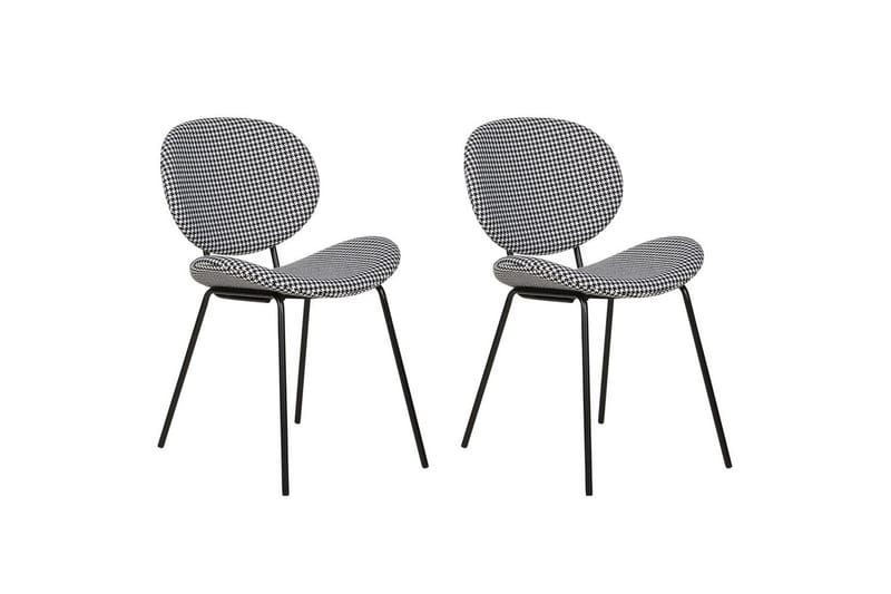 Sett med 2 spisestoler Luana - Svart, Hvit/Polyester - Møbler - Stoler - Spisestuestoler & kjøkkenstoler