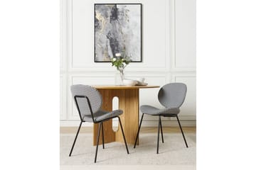 Sett med 2 spisestoler Luana - Svart, Hvit/Polyester - Møbler - Stoler - Spisestuestoler & kjøkkenstoler