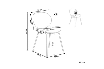 Sett med 2 spisestoler Luana - Svart, Hvit/Polyester - Møbler - Stoler - Spisestuestoler & kjøkkenstoler