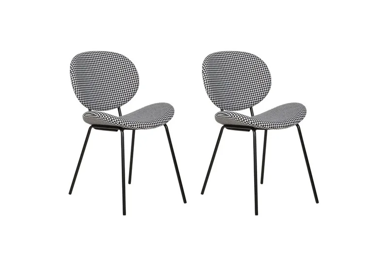 Sett med 2 spisestoler Luana, Svart, Hvit/Polyester